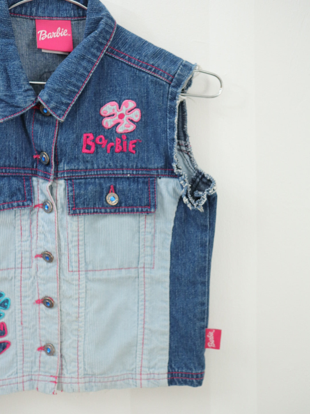 Y2K Barbie Denim & Light Blue Corduroy Vest / 6-8Y, 6X