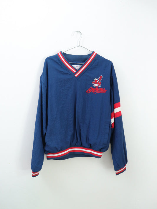 Vintage Baseball Cleveland Indians V-Neck Windbreaker / Youth L (14-16)