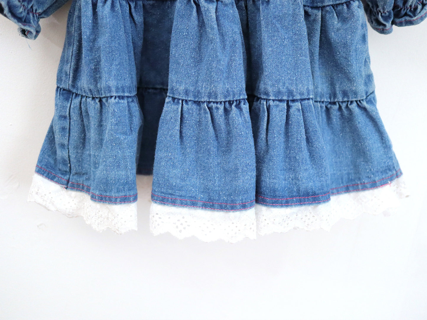 Vintage kids GIRLS CLUB denim frilled dress / Size 24M