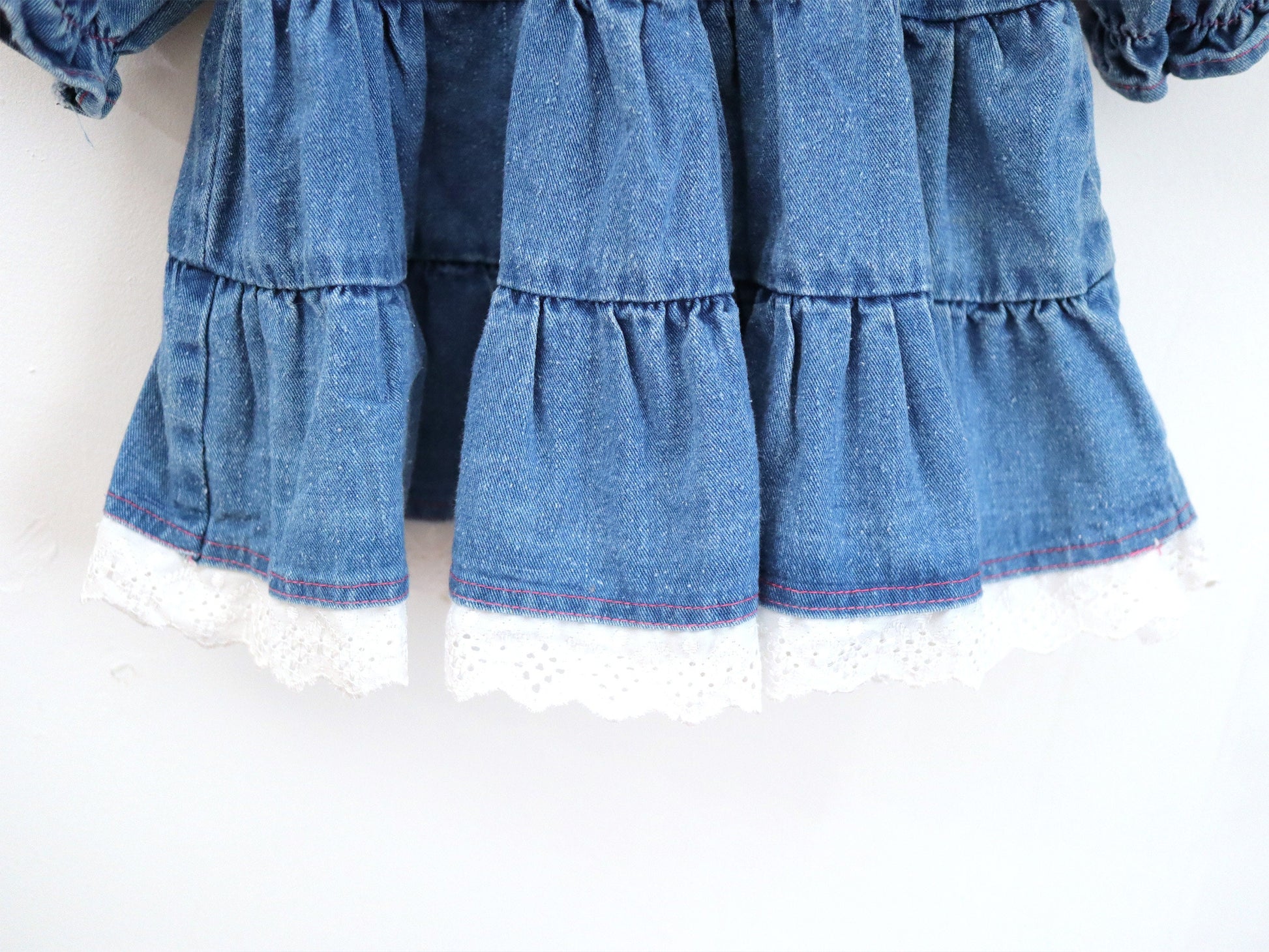 Vintage kids GIRLS CLUB denim frilled dress / Size 24M