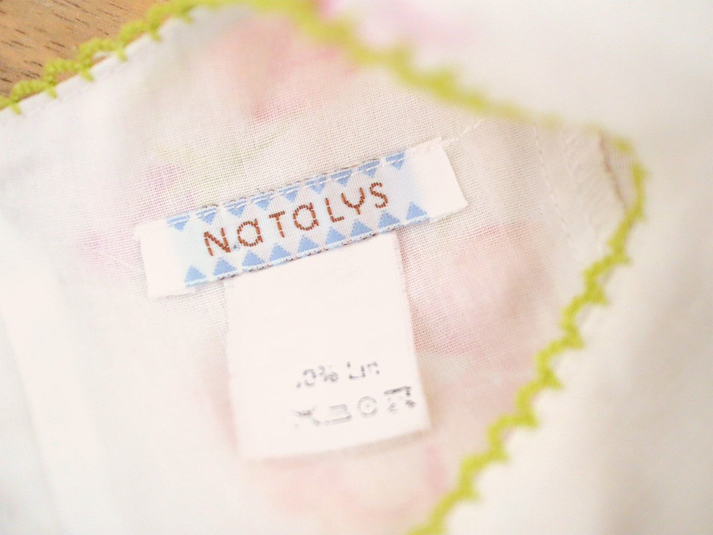 Retro baby girl floral white linen dress / Size 6M