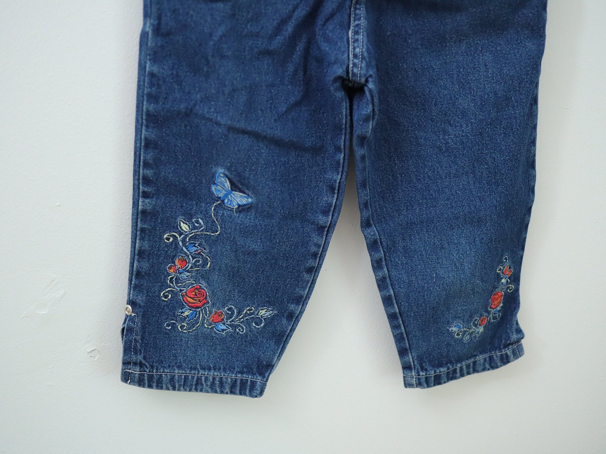 Retro Harley Davidson Embroidered Kids Denim Capri Pants, Capris, Crop Pants / Size 5-7Y