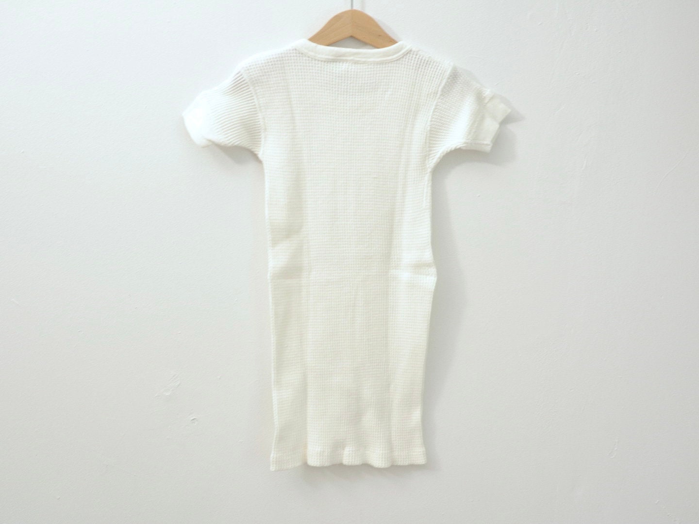 Vintage Kids White Waffle Tee Dress / Made in Canada / Size 4-6Y