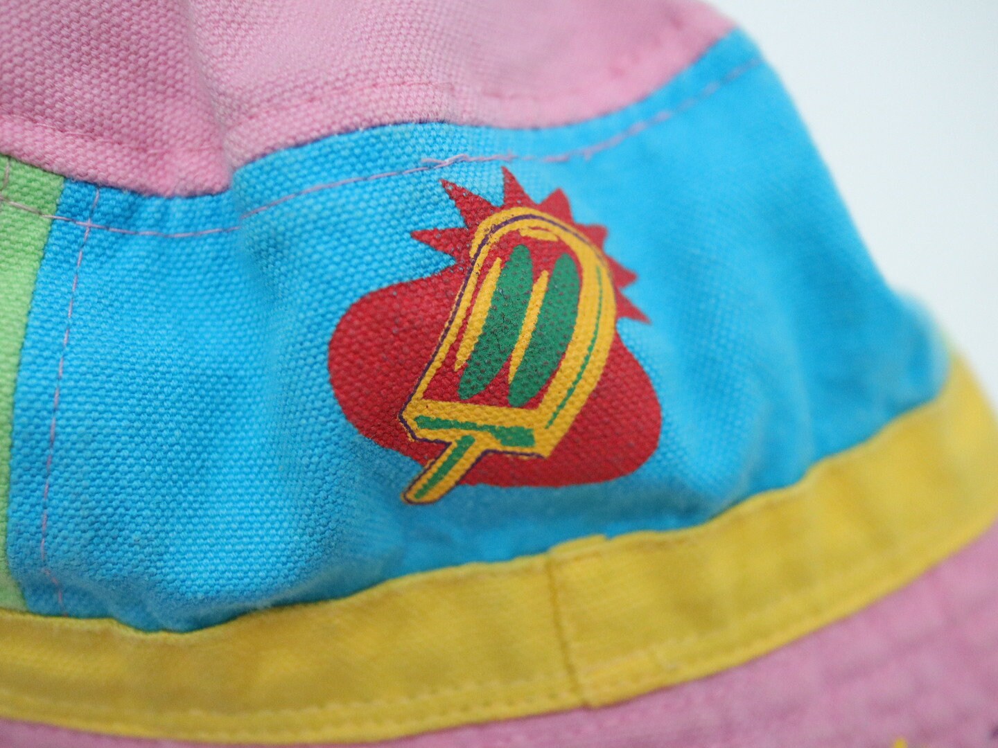Vintage Kids Pink Summer Bucket Hat / Size 4-6Y / Ice Cream Watermelon Flower