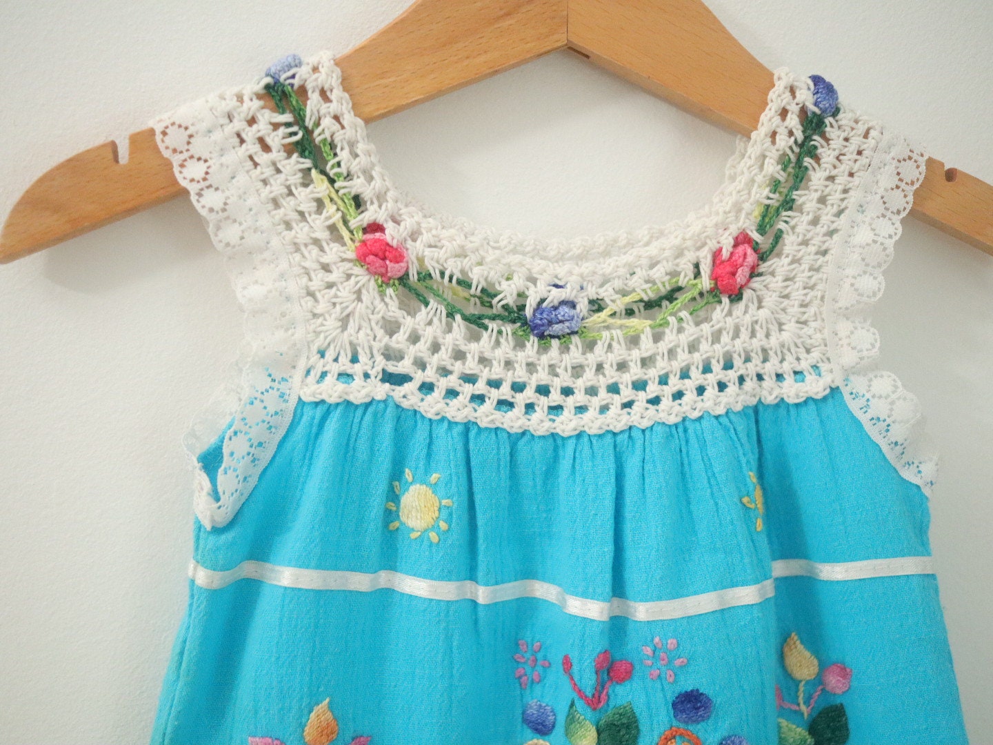 Baby Blue Embroidered Summer Dress / Size 6-12M