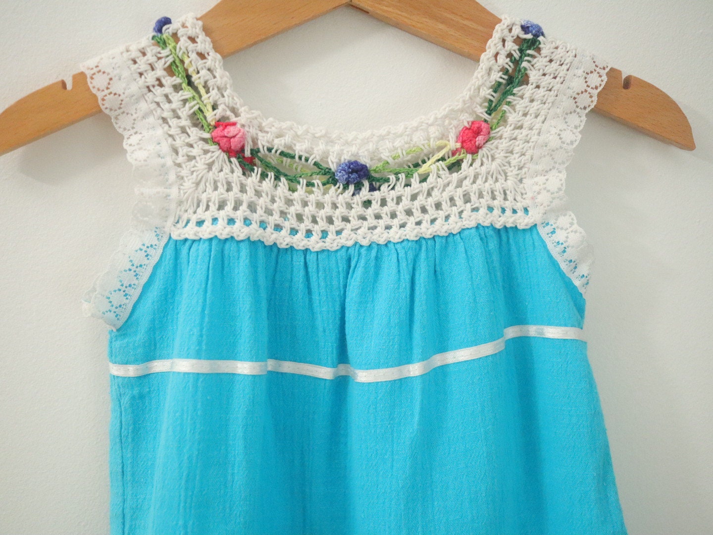 Baby Blue Embroidered Summer Dress / Size 6-12M