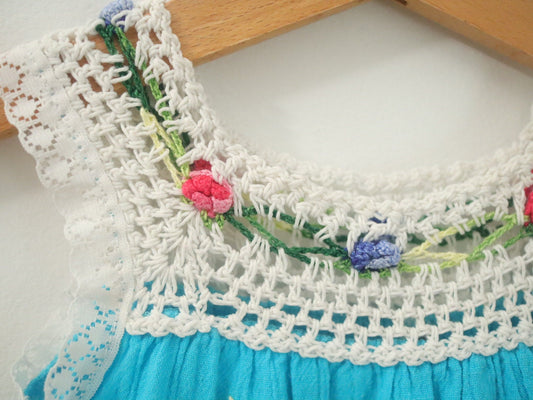 Baby Blue Embroidered Summer Dress / Size 6-12M