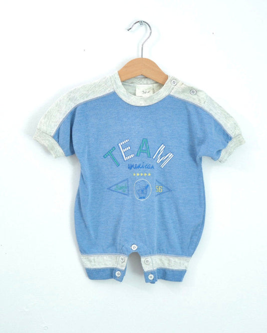 Vintage Baseball TEAM Blue Baby Romper Tee / 6-9M