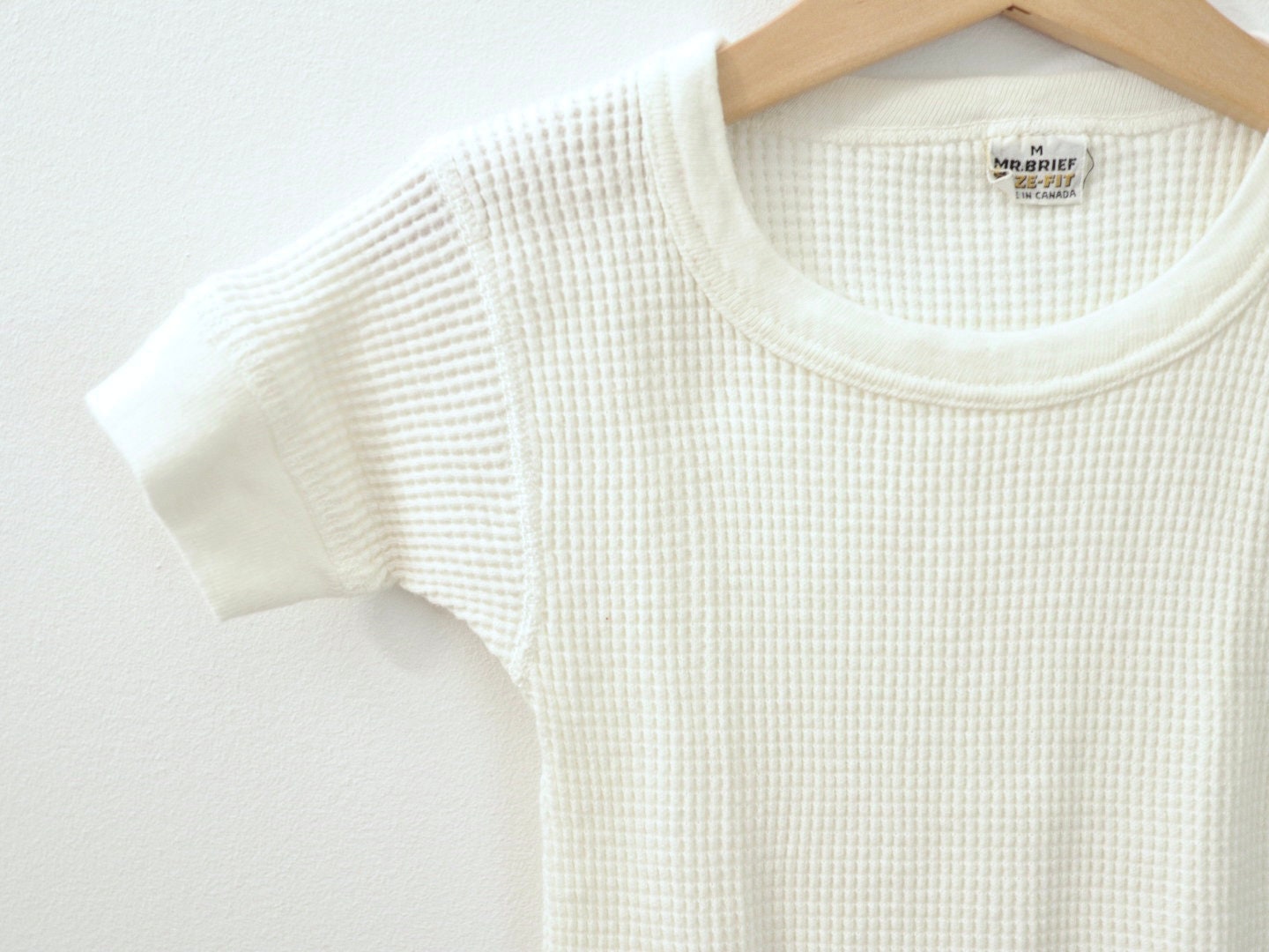 Vintage Kids White Waffle Tee Dress / Made in Canada / Size 4-6Y