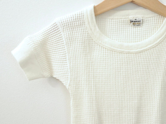 Vintage Kids White Waffle Tee Dress / Made in Canada / Size 4-6Y