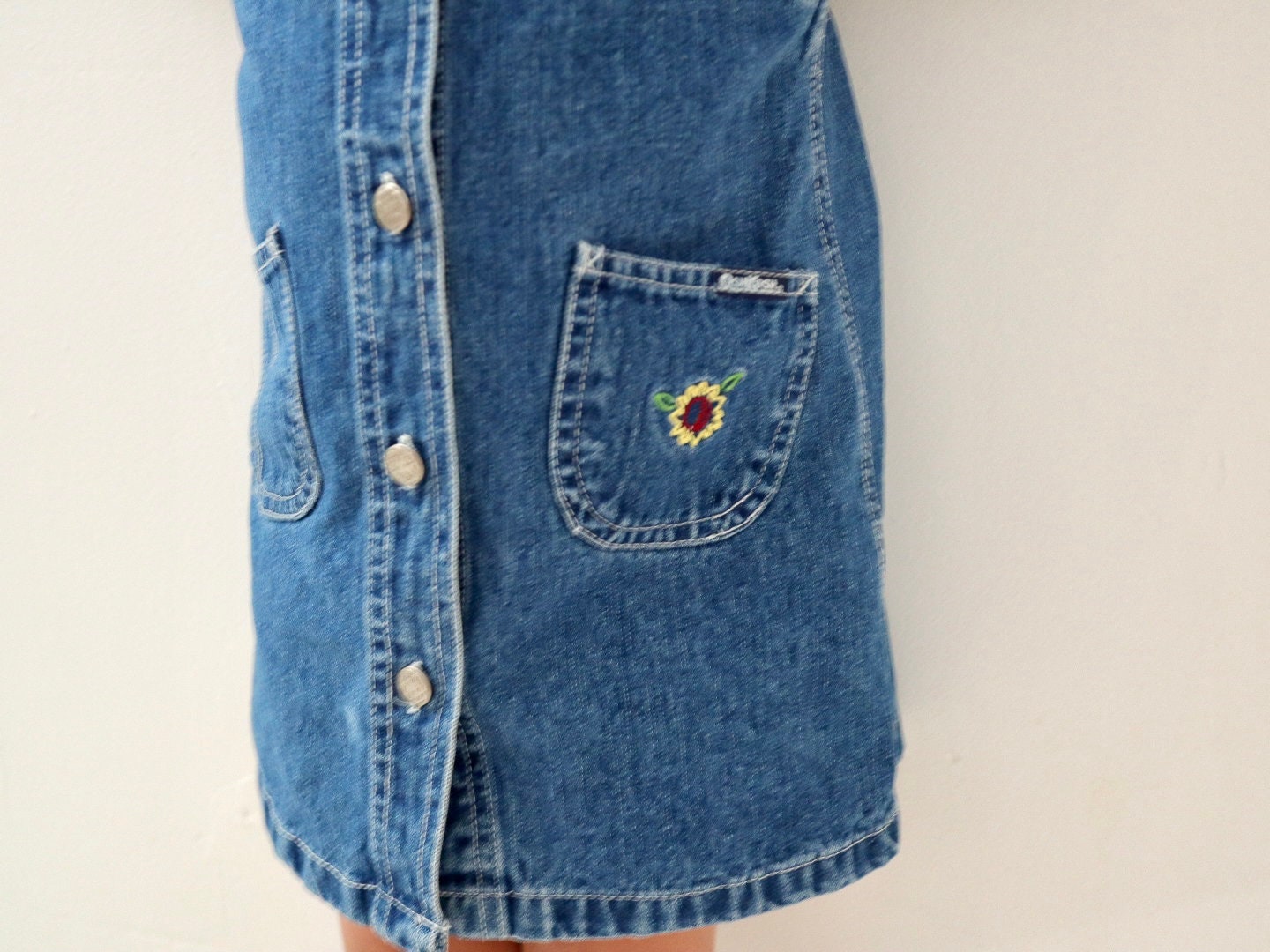 Retro Kids Girl OSHKOSH Sunflower Denim Dress / Size 4Y